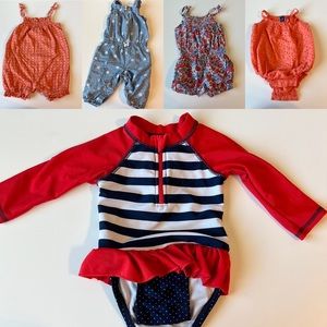Baby summer / spring bundle of rompers and bathing suit size 3-6months